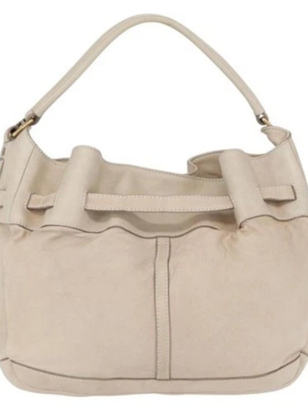 BURBERRY Shoulder Bag Leather Beige Gold Auth - Picture 2 of 16